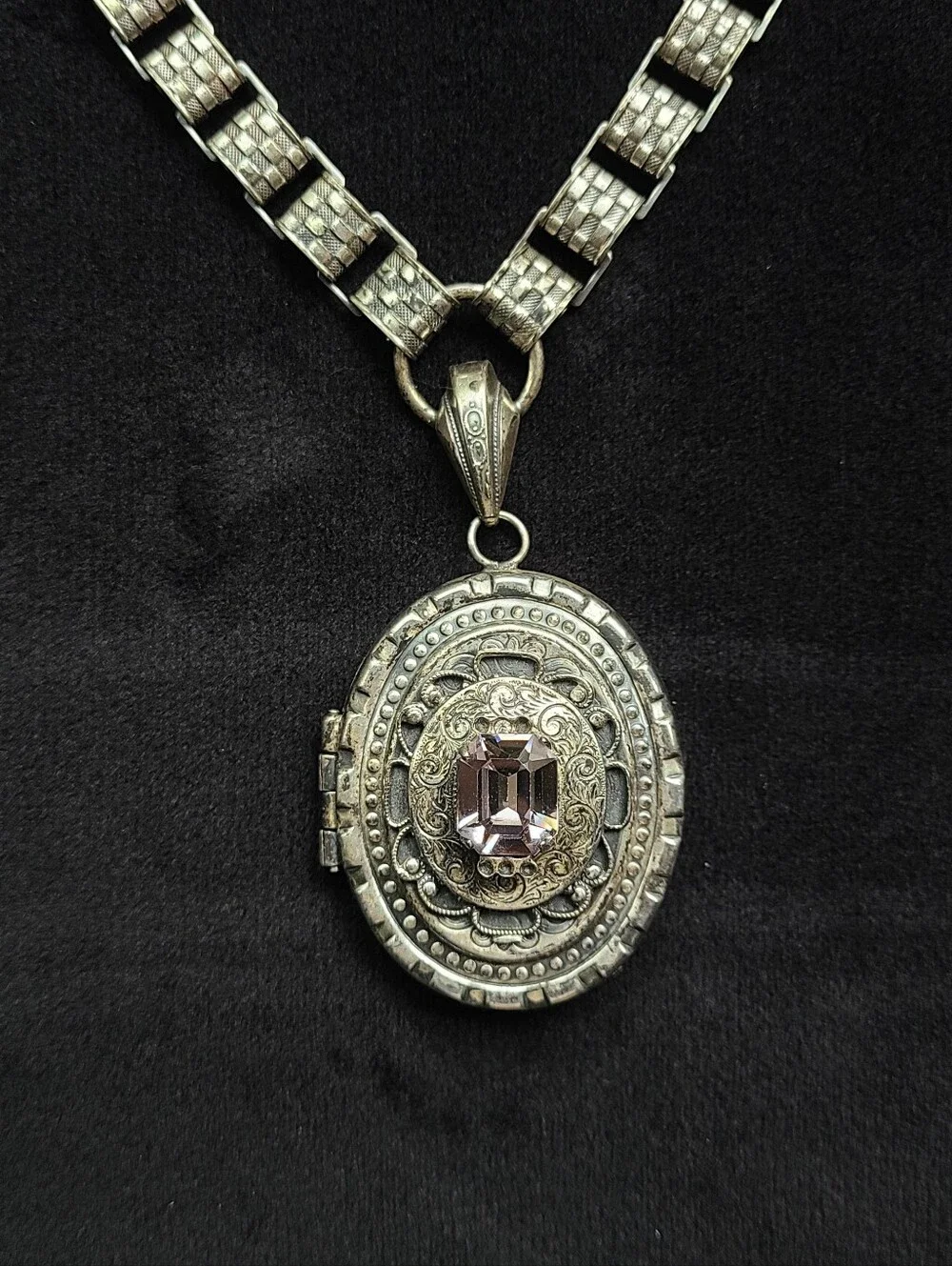 Victorian Book Chain Locket Antique Necklace